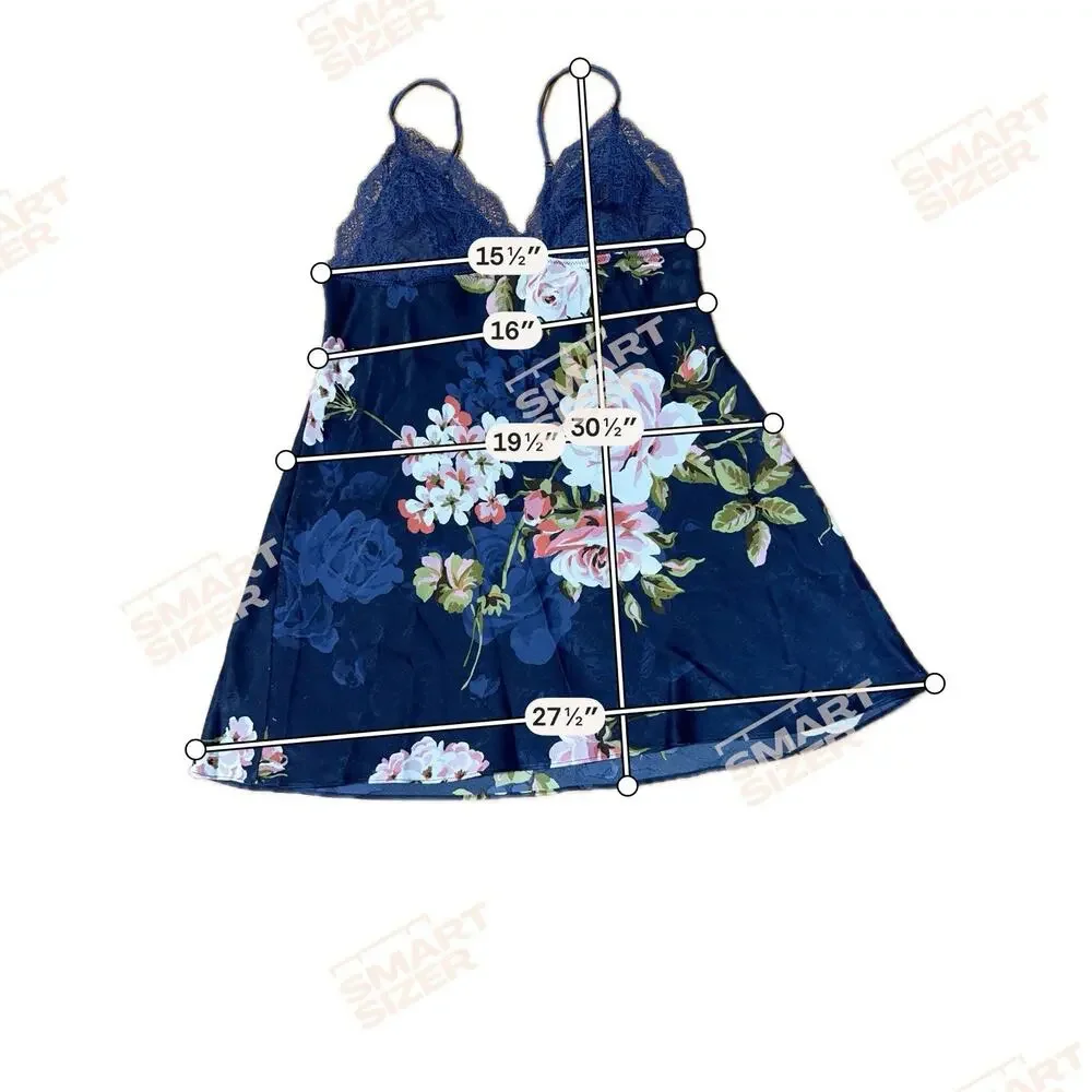 in bloom by jonquil Navy Blue Floral Print Lace Bust Slip Dress Chemise Stretch
